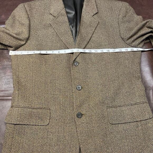 Vintage Club Room Mens 41R Brown Tweed Blazer Suit Jacket Wool Silk Alpaca Blend - Picture 15 of 16